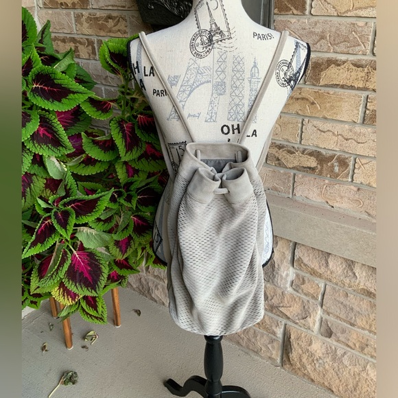 MONSERAT DE LUCCA Perforated Leather Suede Light Grey Small Backpack LIKE NEW - Picture 11 of 16